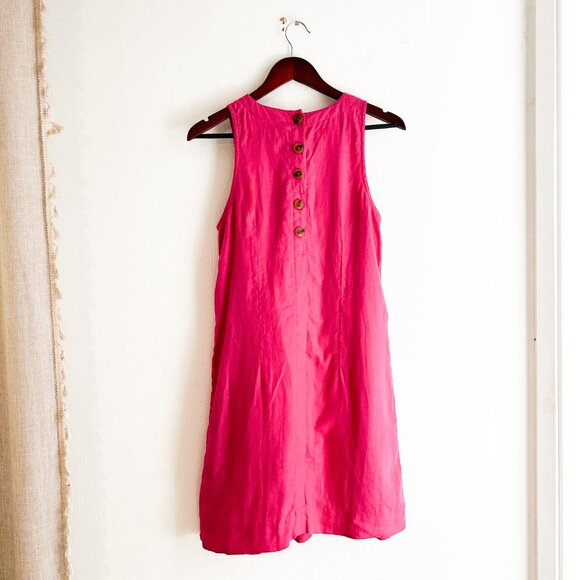 J. CREW Maxine Button Back Linen Shift Dress in Magenta/Pink - Picture 7 of 7